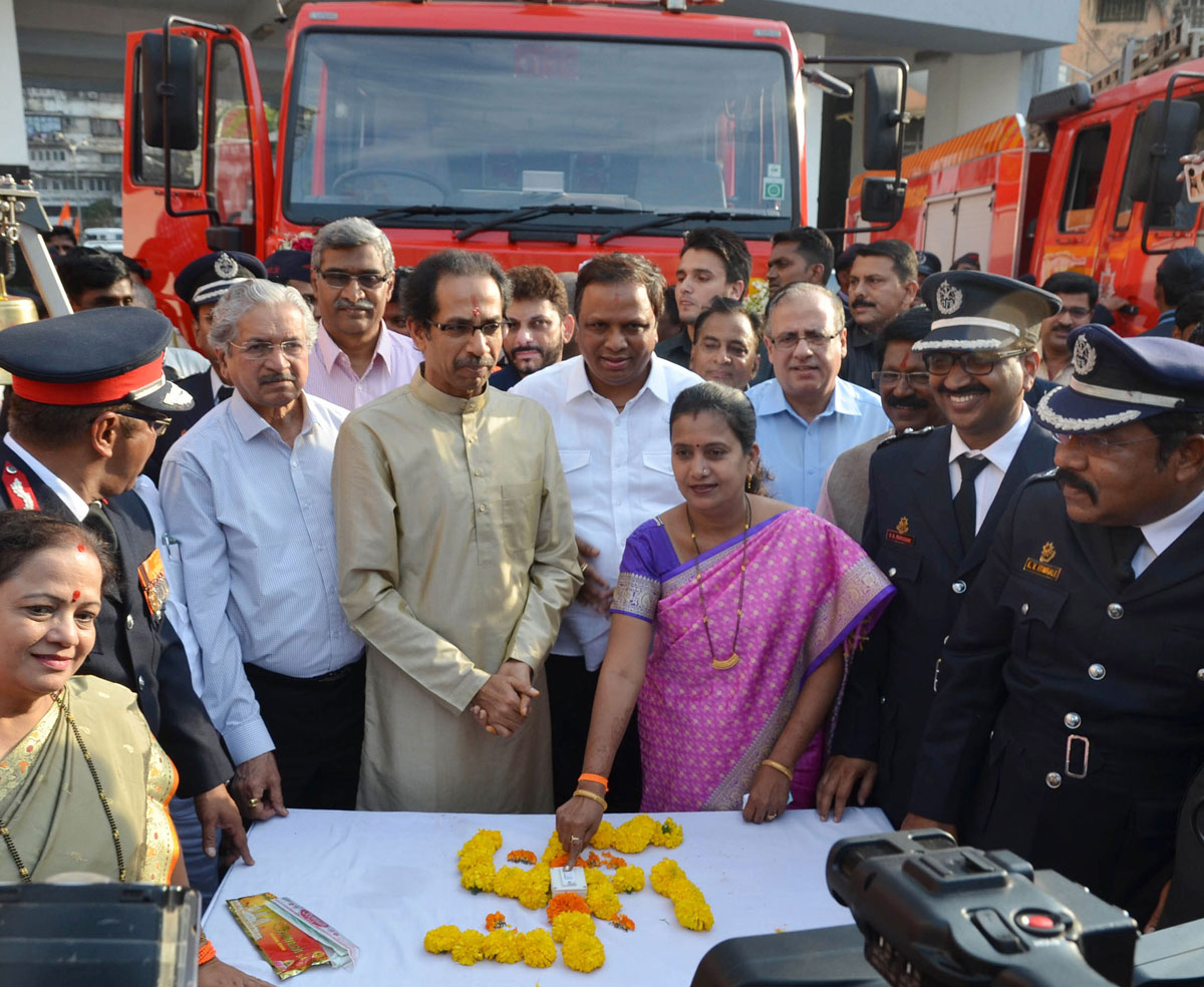 Shivsena President Uddhav Thackarey inaugurates 16 Fire Engines held at Fire Brigade Head Office, Byculla.