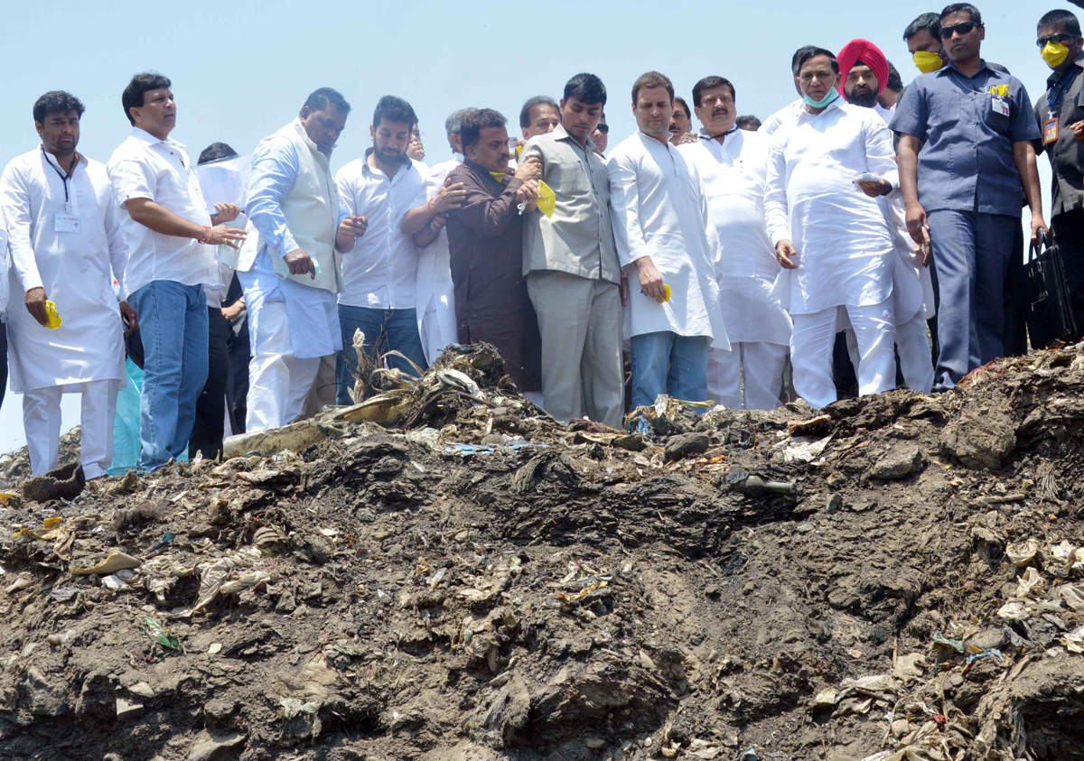 Vice-President of the Indian National Congress Leader Rahul Gandhi visit Deonar Dumping Ground in Mumbai.