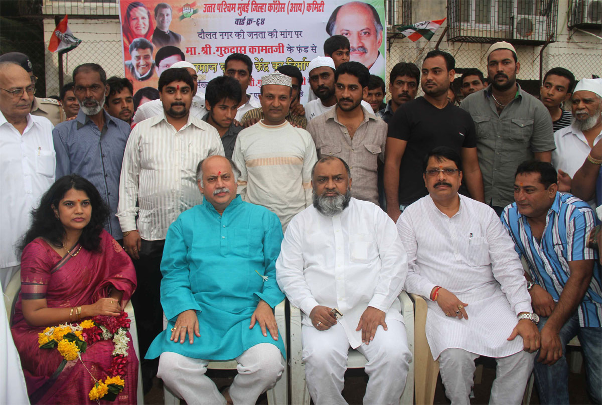 BHUMIPUJAN CEREMONY OF WELFARE CENTER AT JUHU DAULAT NAGAR BY HANDS OF EX.UNION MINISTER & MP.GURUDAS KAMAT .