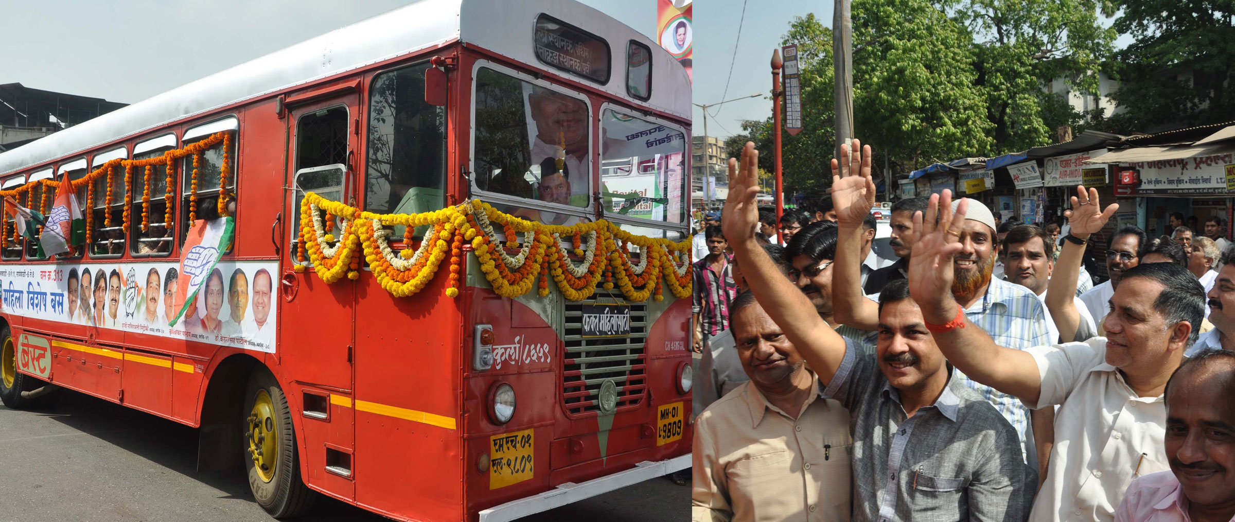 MUMBAI CONGRESS PRESIDENT AND MLA KRIPASHANKAR SINGH & MINISTER ARIF NASIM KHAN INAGURATION CEREMONY SPECIAL BEST BUS FOR WOMEN AT KURLA STATION.