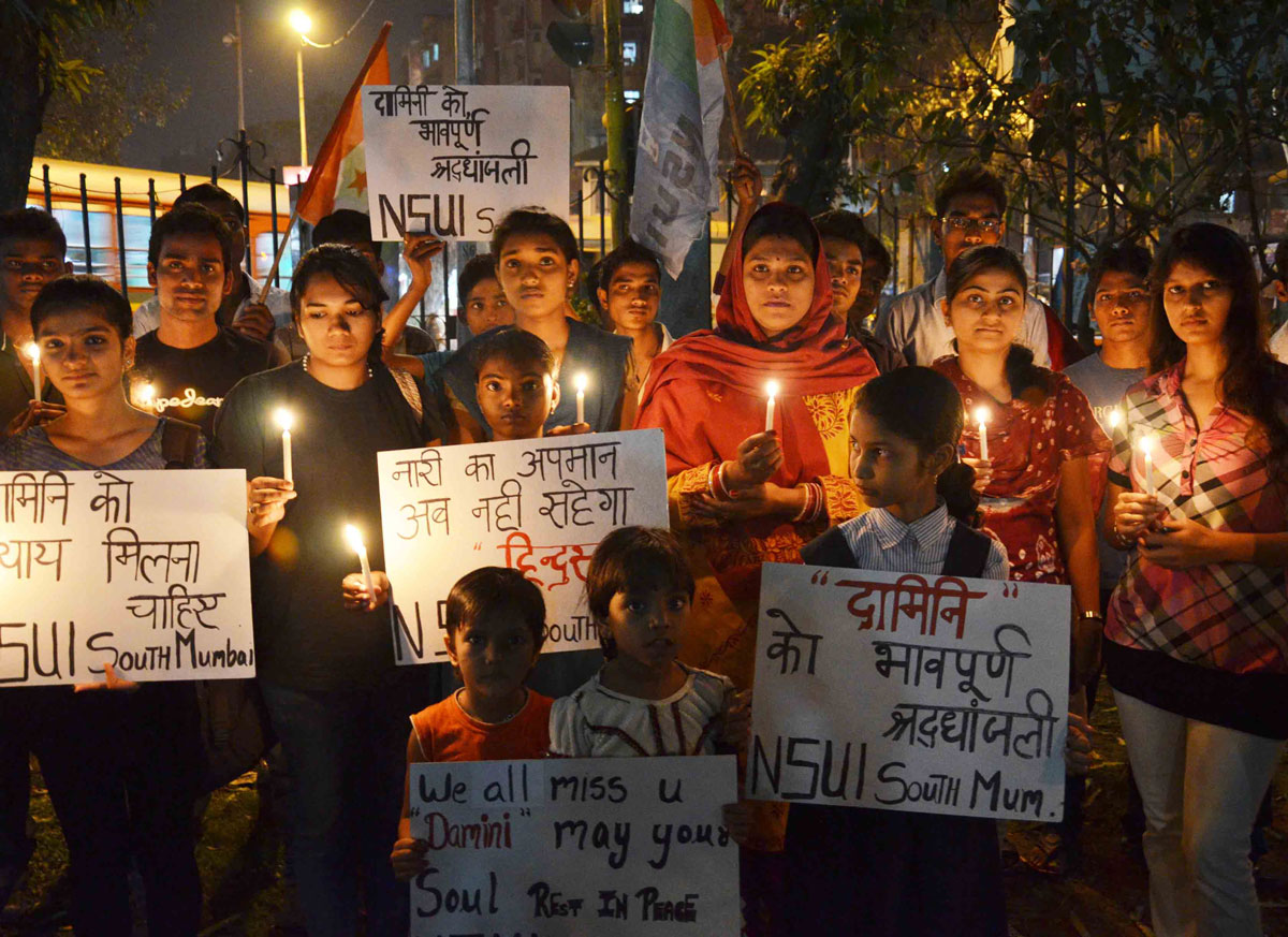 NSUI PROTEST FOR WOMEN'S SECURITY IN INDIA AT SAT RASTA BYCULLA.