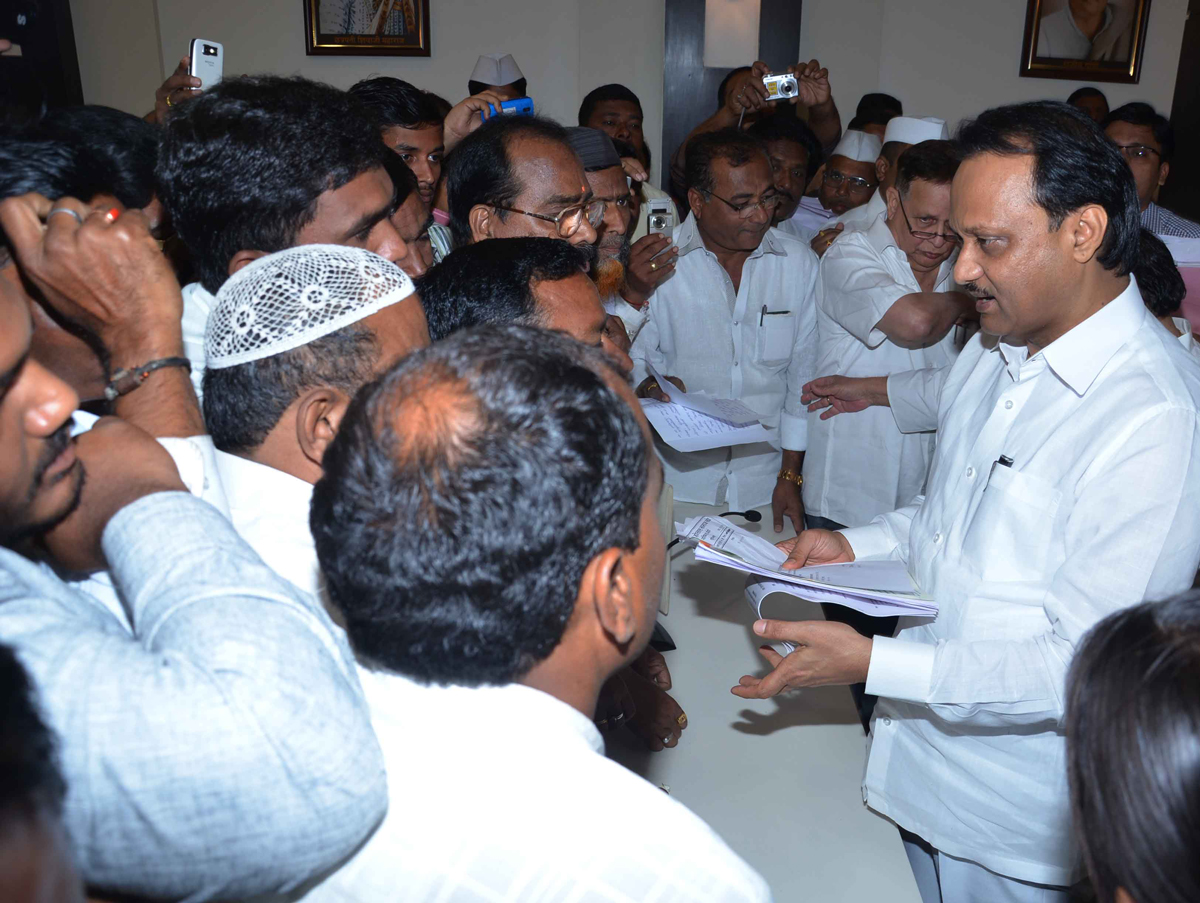 DY.CHIEF MINISTER AJITDADA PAWAR & NCP STATE PRESIDENT MADHUKARRAO PICHAD IN JANTA DARBAR AT NCP BHAVAN.