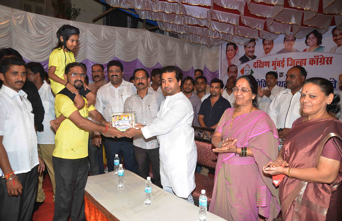 SWABHIMAAN SANGHATNA PRESIDENT NITESH NARAYANRAO RANE VISIT"S DAHI HANDI SARAV SHIBIR"S IN MUMBAI.