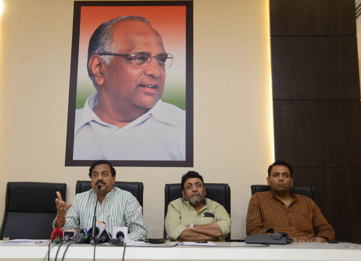 NCP State President Sunil Tatkare Press Conference at NCP Bhavan.