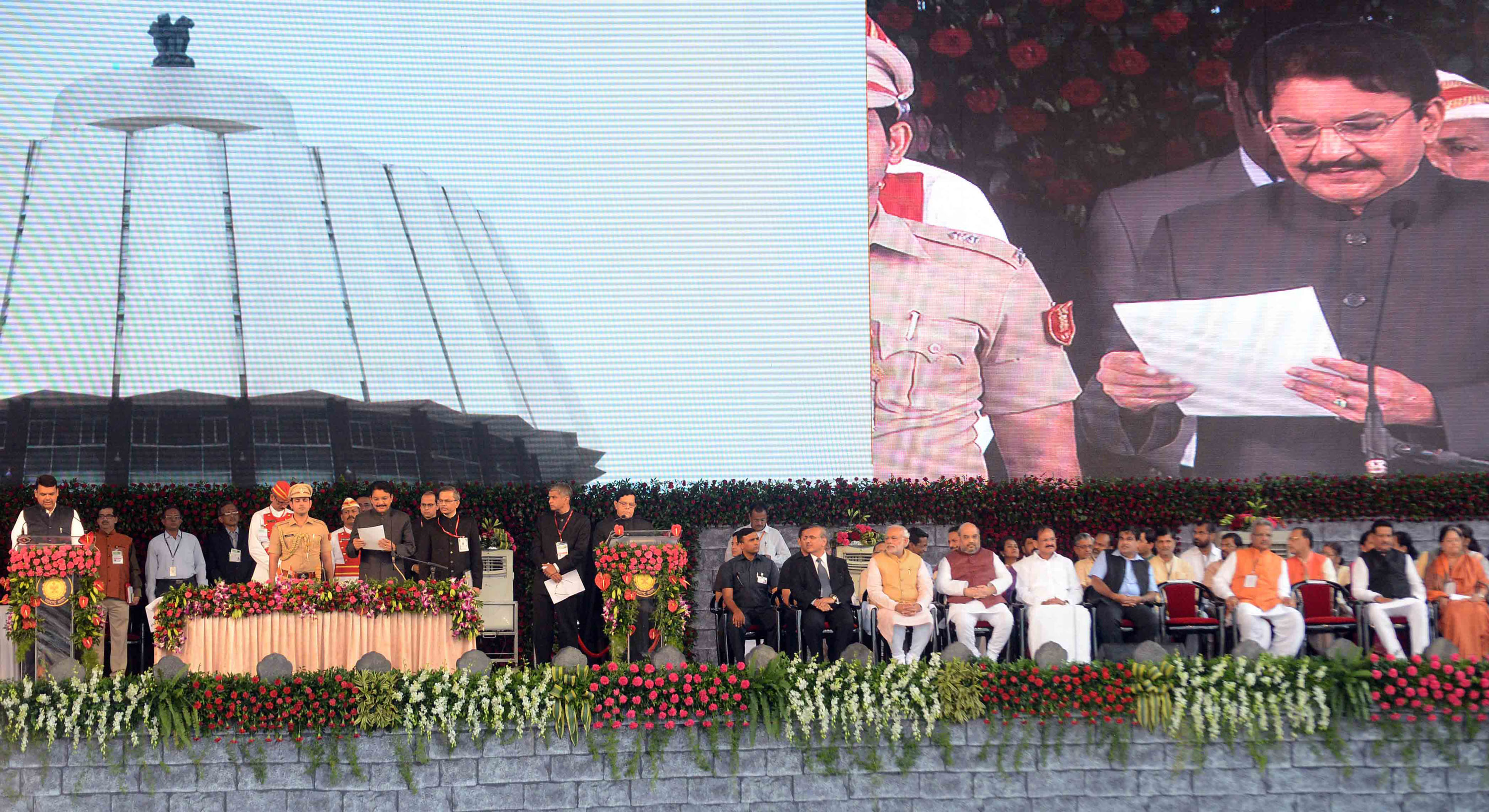 Oath Taking Ceremony of Chief Minister and Minister's of Maharashtra at Wankhede Stadium Mumbai.