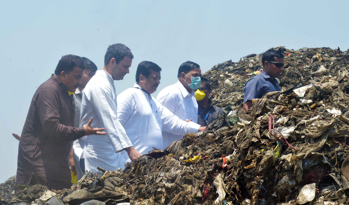 Vice-President of the Indian National Congress Leader Rahul Gandhi visit Deonar Dumping Ground in Mumbai.