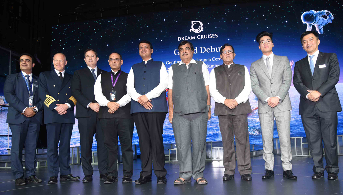 Genting Dream,The Inaugural Dream Cruise Ceremony in Chief Presence of hon'ble Chief Minister Devendra Fadnavis & hon'ble Union Minister of Shipping & Road Transport Nitin Gadkari in Mumbai.
