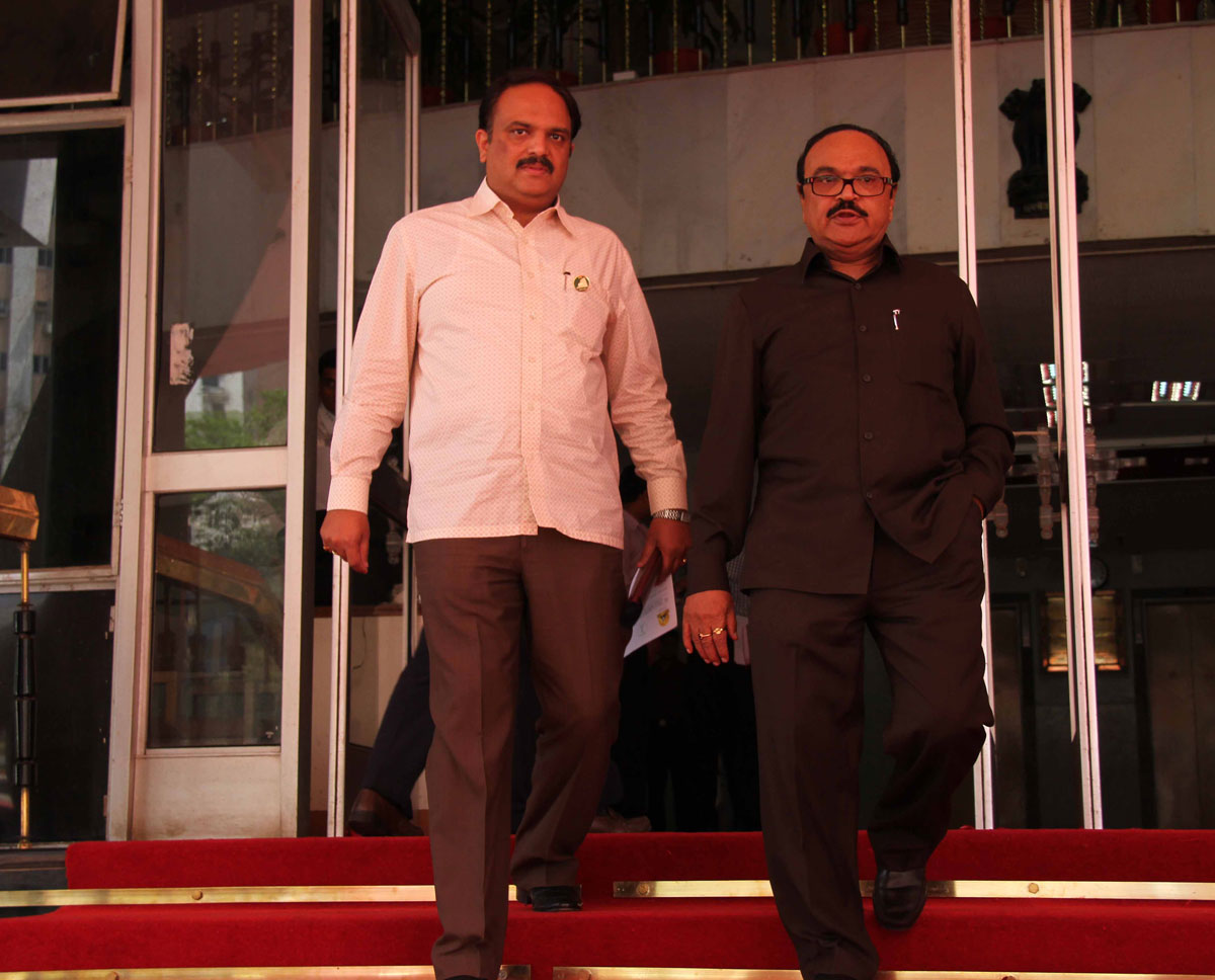 MINISTER CHAGAN BHUJBAL & MLA PANKAJ BHUJBAL AT BUDGET SESSION IN VIDHAN BHAVAN MUMBAI.