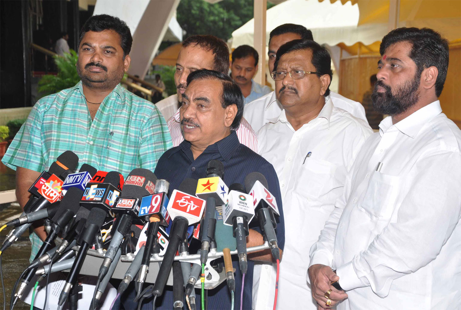 OPPOSITION LEADER EKNATH KHADSE PRESS CONFERENCE AT VIDHAN BHAVAN.