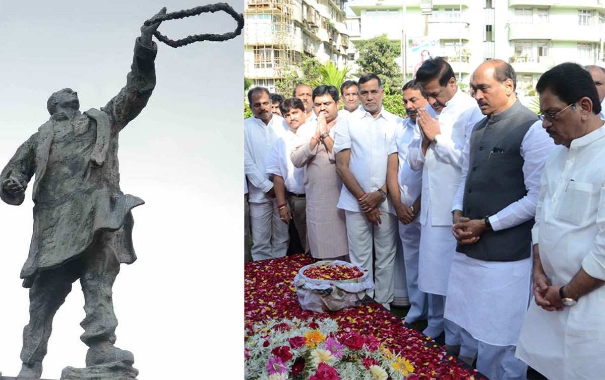 CHIEF MINISTER PRITHVIRAJ CHAVAN & MPCC PRESIDENT MANIKRAO THAKRE PAYING TRIBUTE TO LATE PRIME MINISTER RAJIV GANDHI ON HIS DEATH ANNIVERSARY AT COOPERAGE MAIDAN.