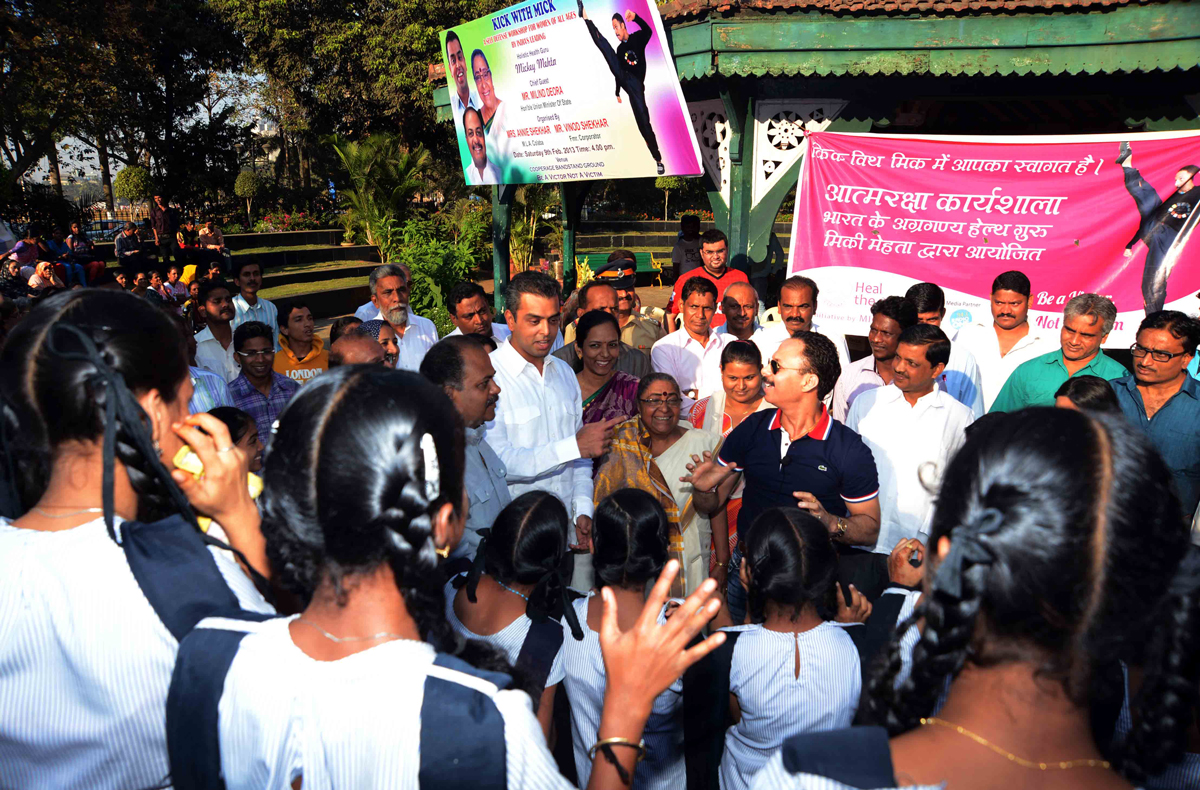 MP & UNION MINISTER MILIND DEORA INAUGURATED "KICK WITH MICK' SELF DEFENCE WORKSHOP FOR WOMEN AT COOPERAGE BAND STAND GROUND.