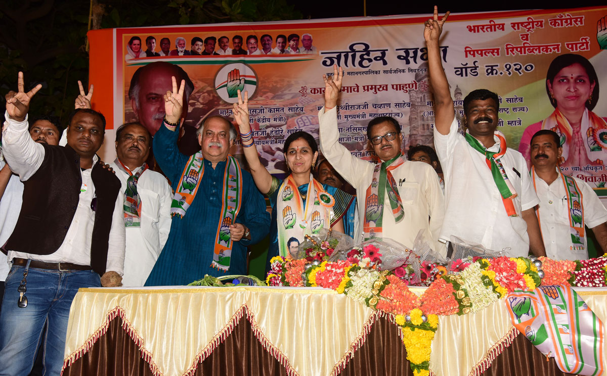Congress Party Leader Gurudas Kamat during Election Campaign in Mumbai.