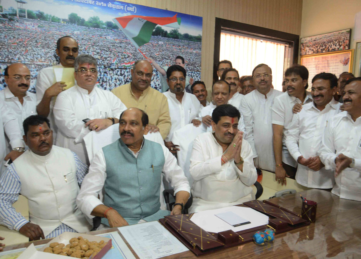Newly Appointed MPCC President Ashok Chavan at Tilak Bhavan Dadar.