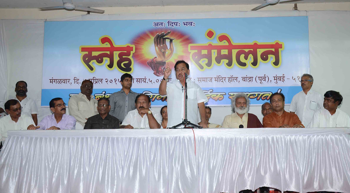 176-Bandra(E) Assembly Constituency Congress-NCP Candidate Narayanrao Rane During Sneh Sammelan at Bandra.