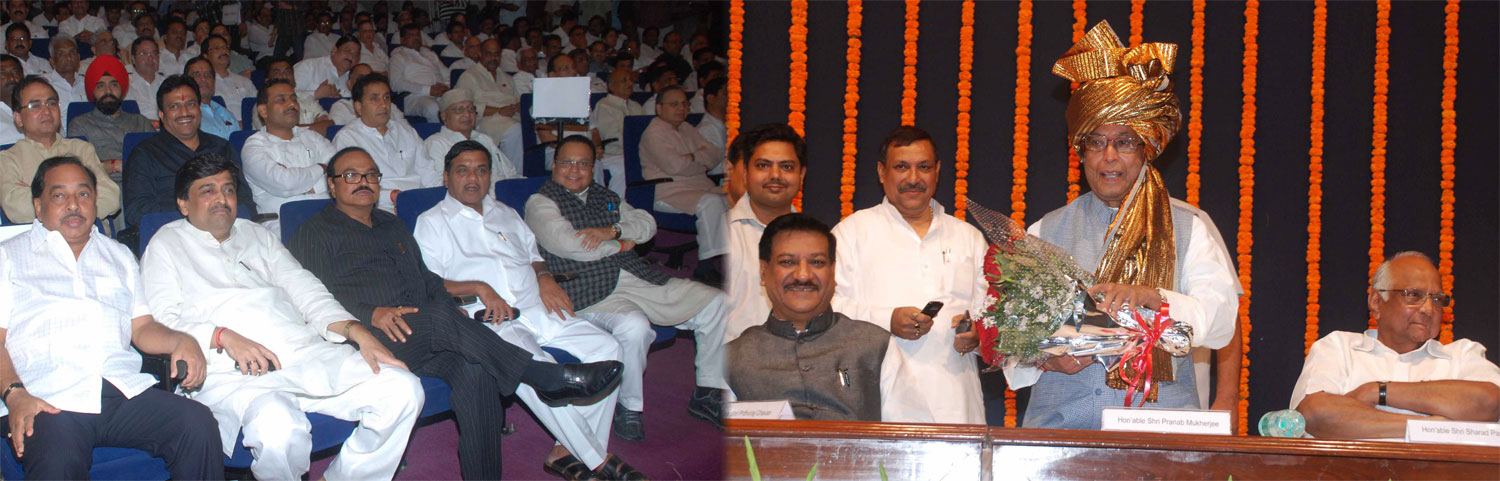 CONGRESS & NCP CANDIDATE OF PRESIDENT PRANAV MUKHERJEE AT Y.B.CHAVAN CENTER IN MUMBAI.