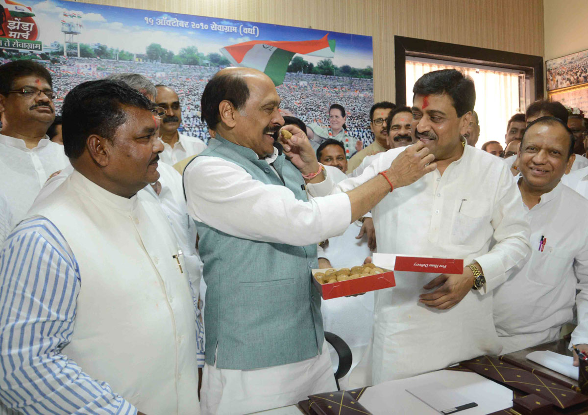 Newly Appointed MPCC President Ashok Chavan at Tilak Bhavan Dadar.