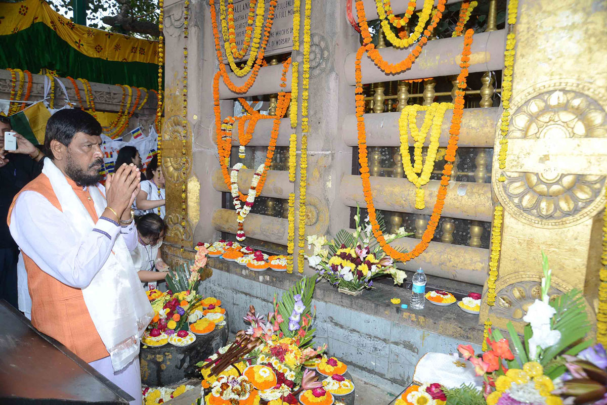 Member of Parliament Ramdas Athawale at Bodh Gaya Maharvihar at Bihar.