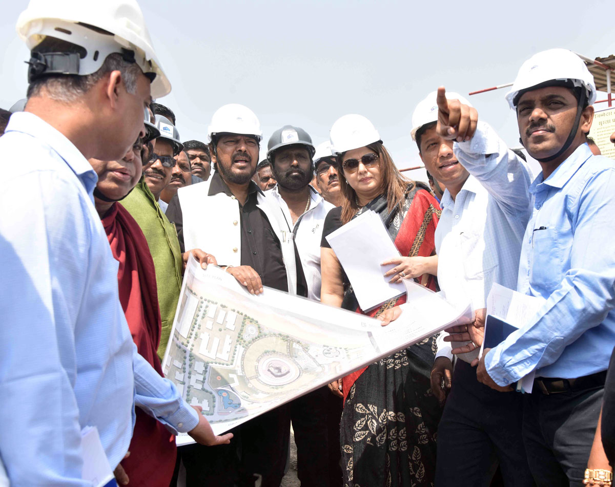 Union Minister of State & RPI President Ramdas Athawale visit at Indu Mill Dadar.