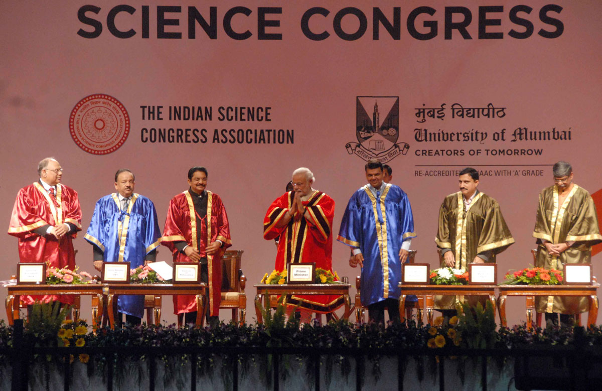 The Prime Minister of India Narendra Modi duringThe Indian Science Congress Association Programme at Kalina University.