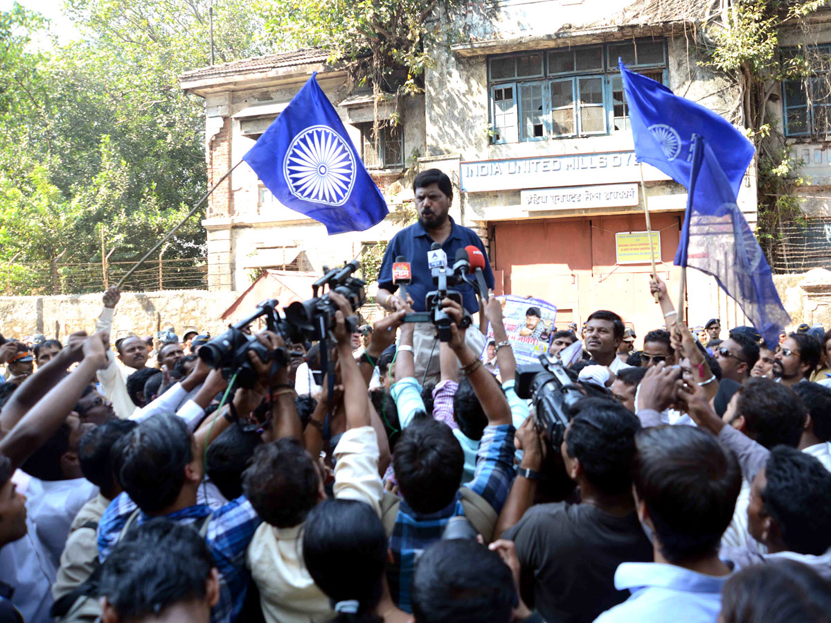 REPUBLICAN PARTY OF INDIA PRESIDENT RAMDAS ATHAWALE AT INDU MILL DADAR.