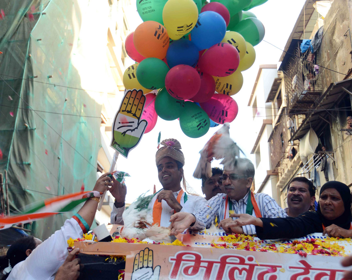 MP.Candidate Milind Deora Election Campaign Rally in South Mumbai Parliamentary Constituency at Mumbadevi Assembly Dongri Area.