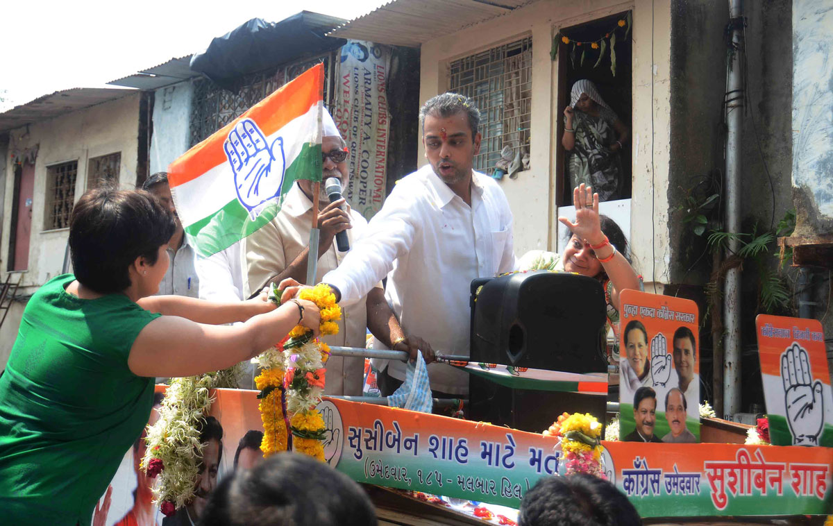 Ex.Union Minister & MP.Milind Deora during 185-Malbar Hill Assembly Congress Candidate Adv.Sushiben Shah Rally.