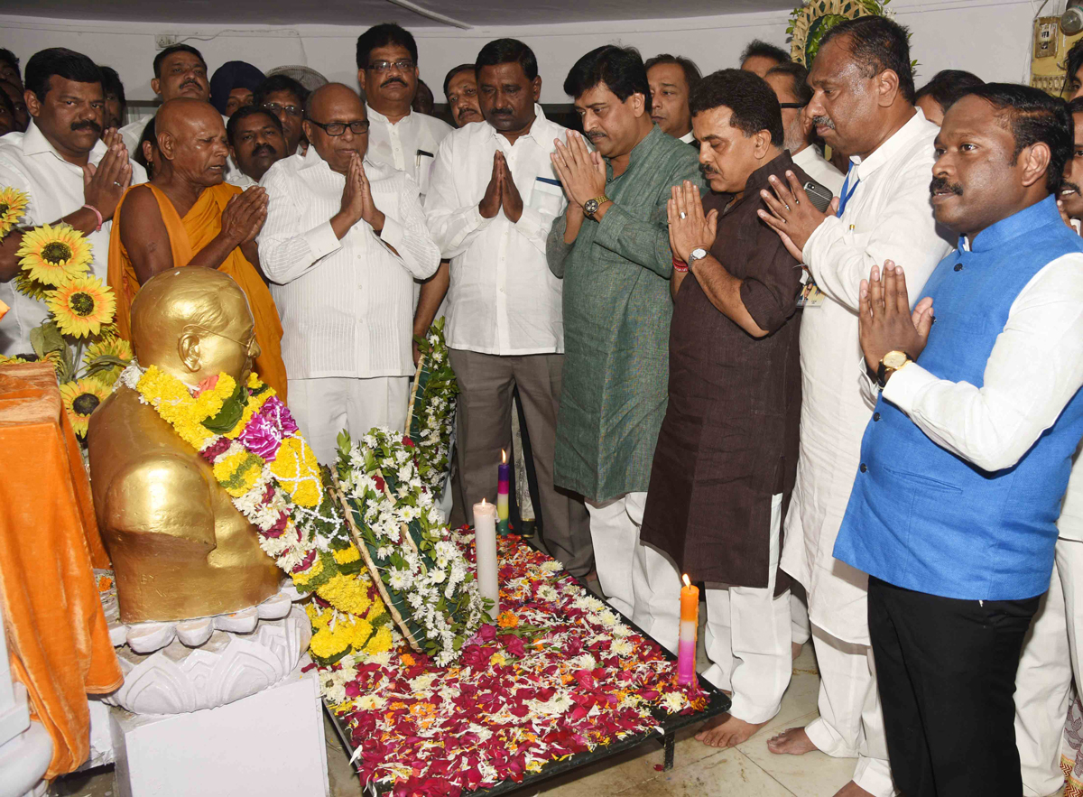 Congress Leader's Tribute to Bharat Ratna Dr.Babasaheb Ambedkar on Mahaparinirvan Din at Chaityabhumi Dadar.