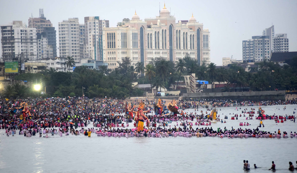 Ganesh Visarjan (Immersion) at Mumbai Girgaon Chowpatty.