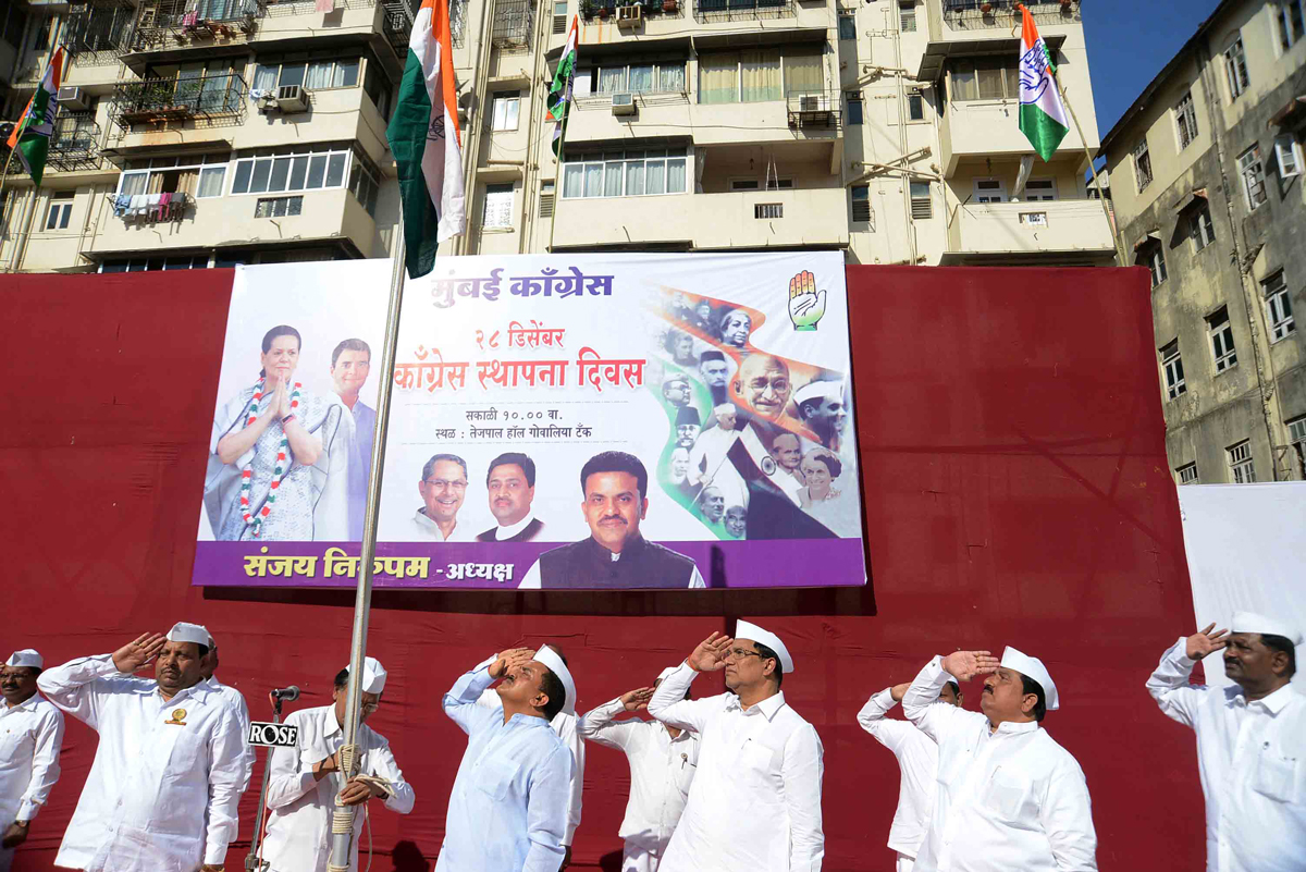 Mumbai Congress Celebrates 130th Year of Indian National Congress Foundation Day at Tejpal Hall Mumbai.
