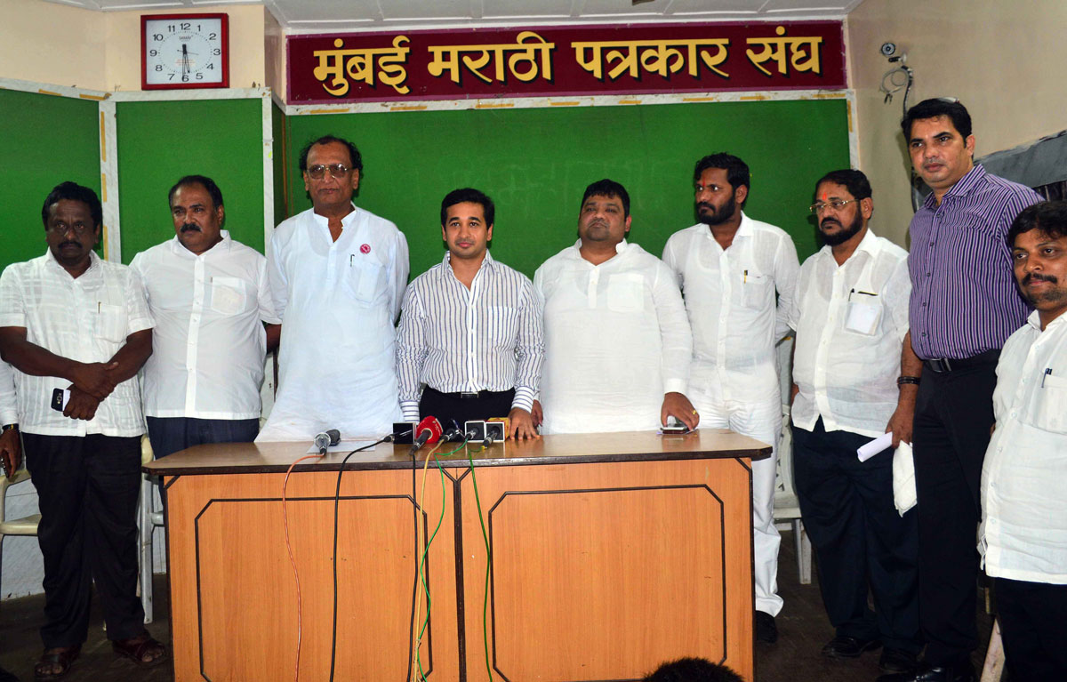 MLA Nitesh Narayanrao Rane Press Conference on issue of Maratha Aarakshan at marathi Patrakar Sangh.