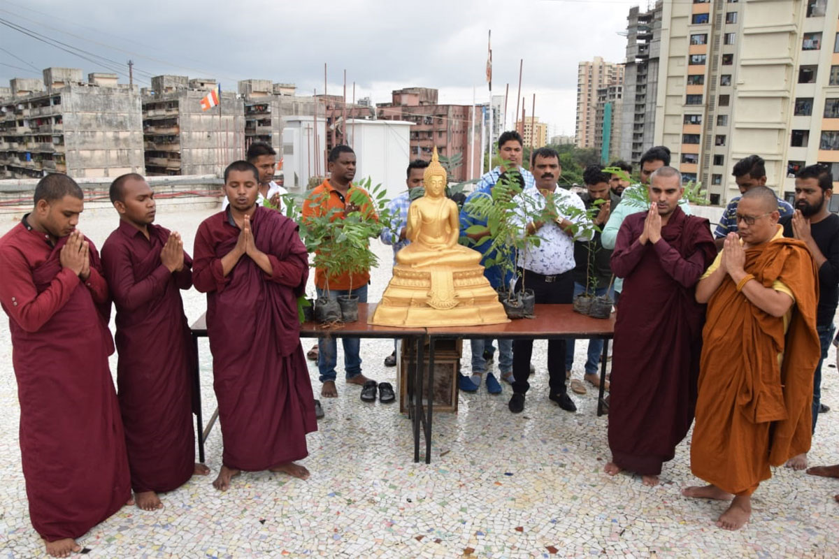 Bouddhist Monk Praying for Rain in Mumbai at Bhandup.