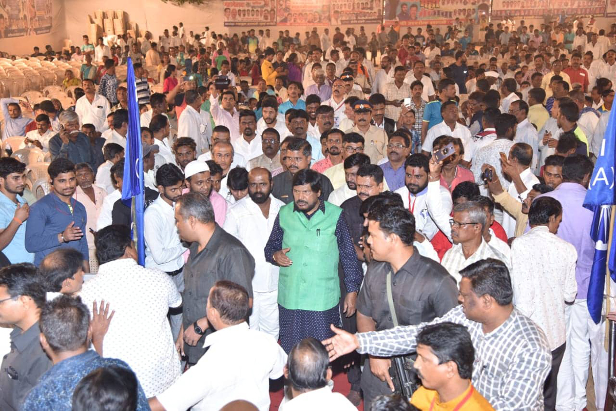 RPI Leader & MOS Ramdas Athawale during RPI Maha Melawa at Vashi Naka Chembur.