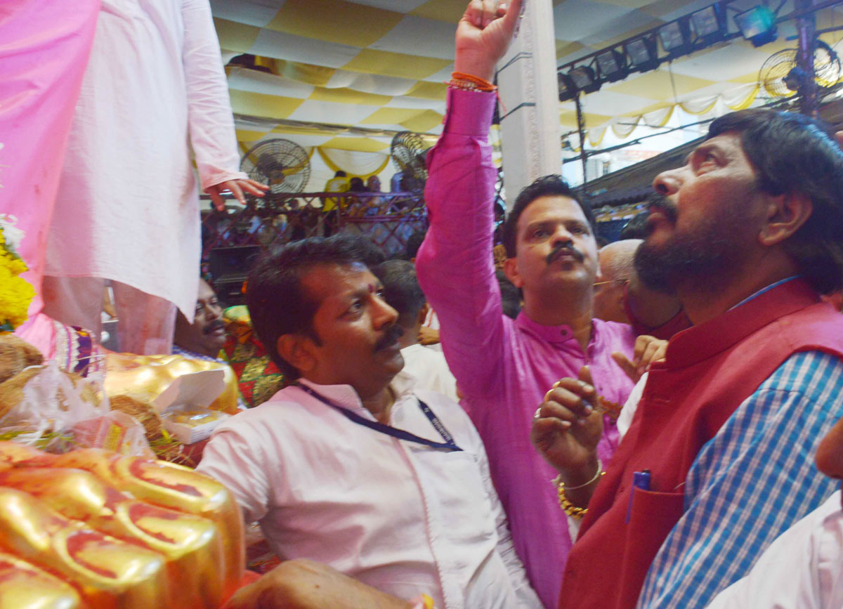 RPI Leader Social Justice & Empowerment Minister Ramdas Athawale for Lalbaugh Raja Darshan.