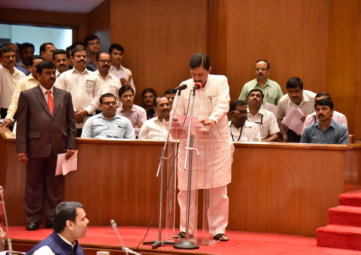 Newly Elected MLC Ramraje Nimbalkar taking Oath at Vidhan Bhavan.