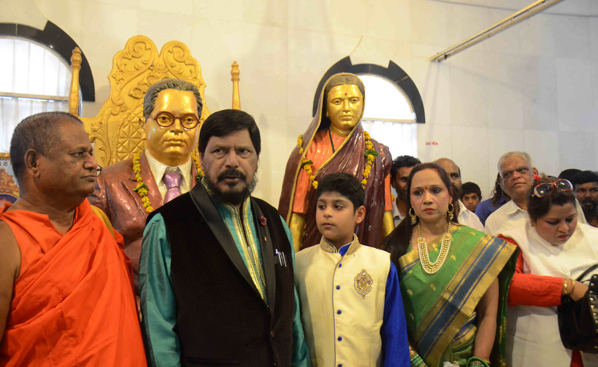 RPI Leader Ramdas Athawale at Mahu Gaon Birth Place of Dr. Babasaheb Ambedkar in Indore ( M.P.)