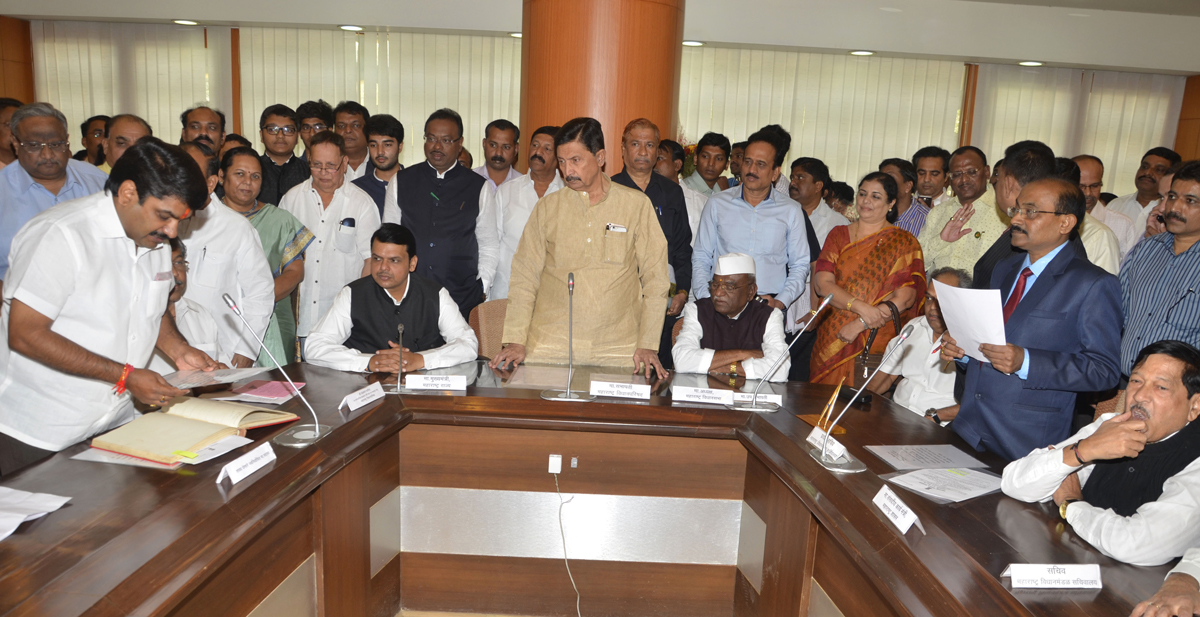 Newly Elected MLC's Oath Ceremony at Vidhan Bhavan in Chief Presence of Chief Minister Devendra Fadnavis,President Haribhau Bagde,Sabhapati Ramraje Nimbalkar.