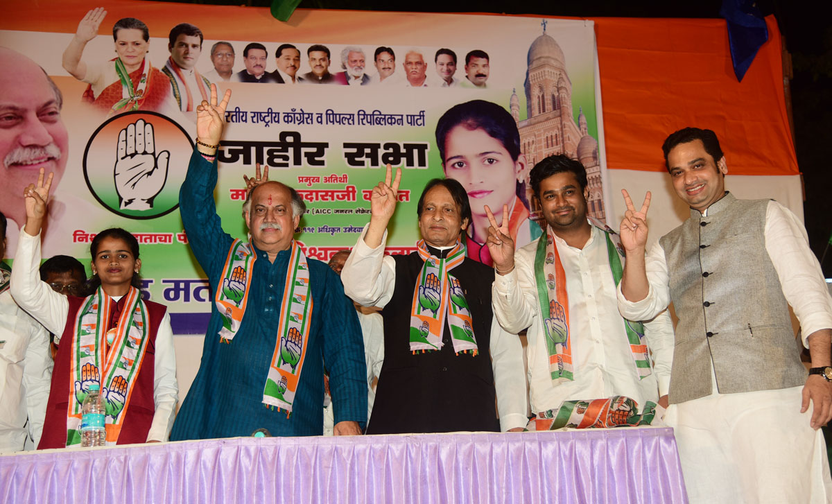 Congress Party Leader Gurudas Kamat during Election Campaign in Mumbai.