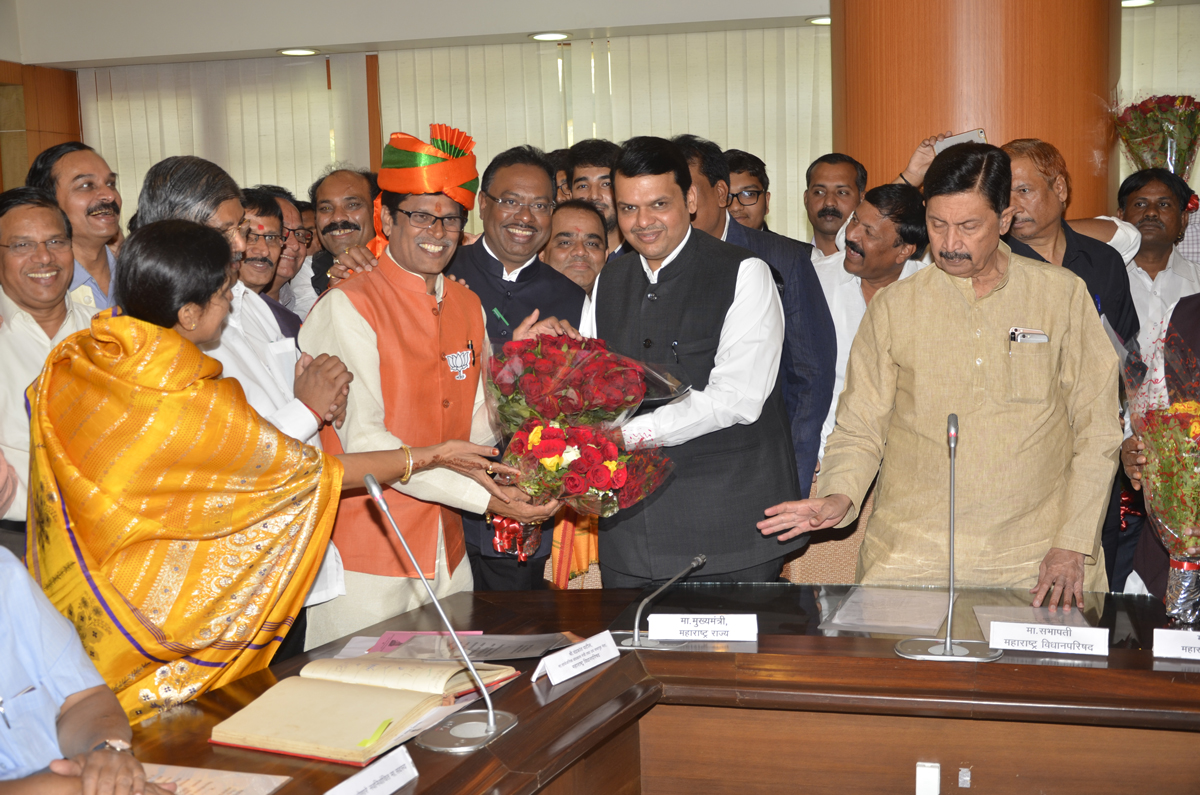 Newly Elected MLC's Oath Ceremony at Vidhan Bhavan in Chief Presence of Chief Minister Devendra Fadnavis,President Haribhau Bagde,Sabhapati Ramraje Nimbalkar.