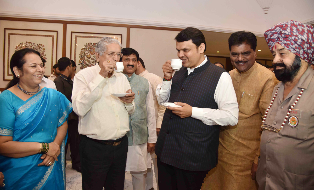 Chief Minister organised Tea Party at Sahyadri Guest House Day before Winter Assembly Session Mumbai Vidhan Bhavan.