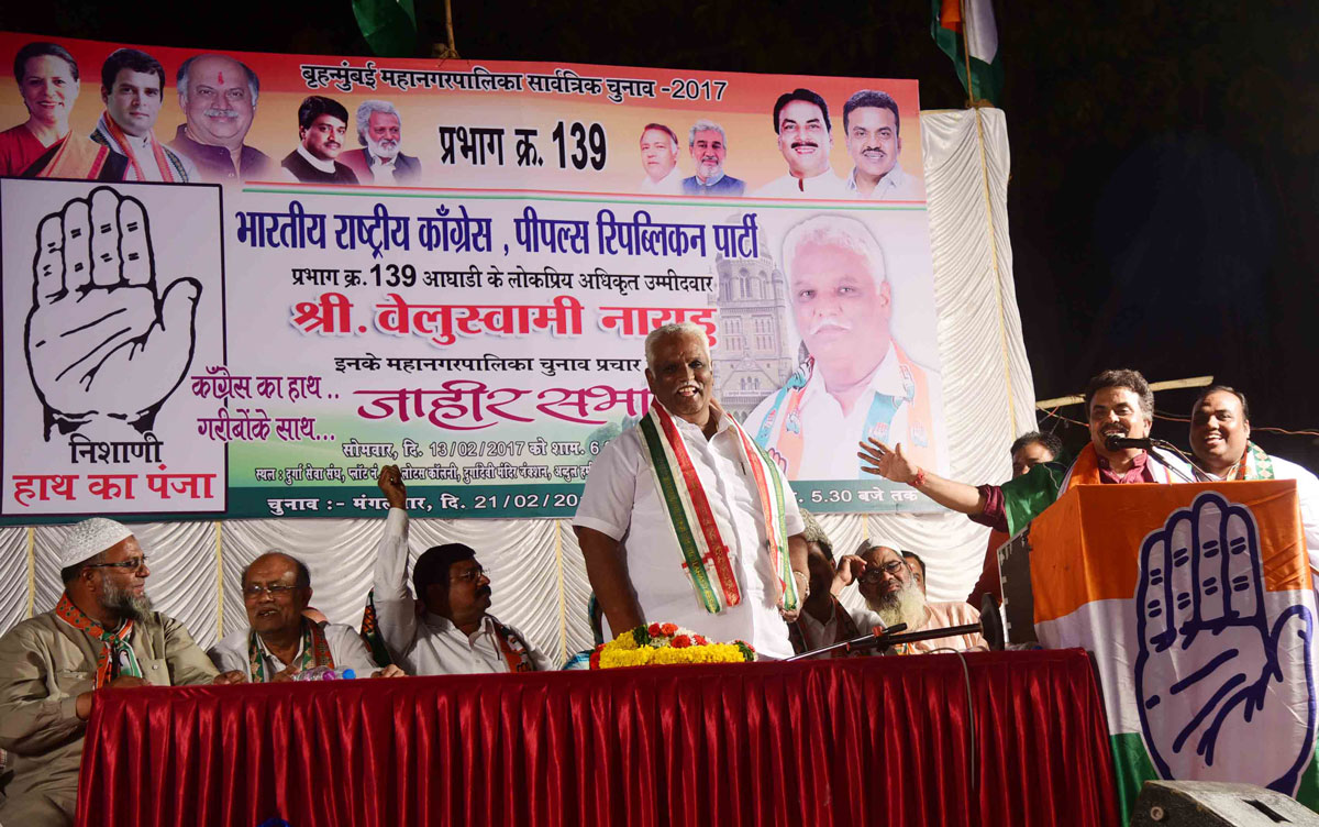 Congress Party Leader MRCC Presient Sanjay Nirupam during Election Campaign at Shivaji Nagar Govandi.