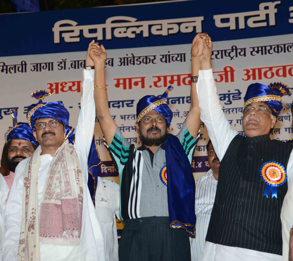 RPI LEADER RAMDAS ATHAWALE,BJP LEADER GOPINATH MUNDE & SHIVSENA LEADER SANJAY RAUT TO CELEBRATE " VIJAY UTSAV" AT VIKHROLI KANAMVAR NAGAR .