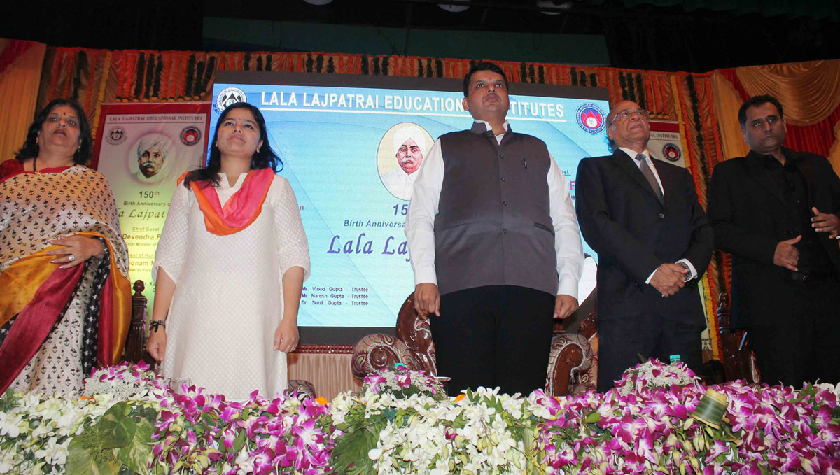 Chief Minister Devendra Fadnavis Pay Tribute to Freedom Fighter Lala Lajpat Rai on his 149th Birth Anniversary at Lala Lajpat Rai Management Institute.