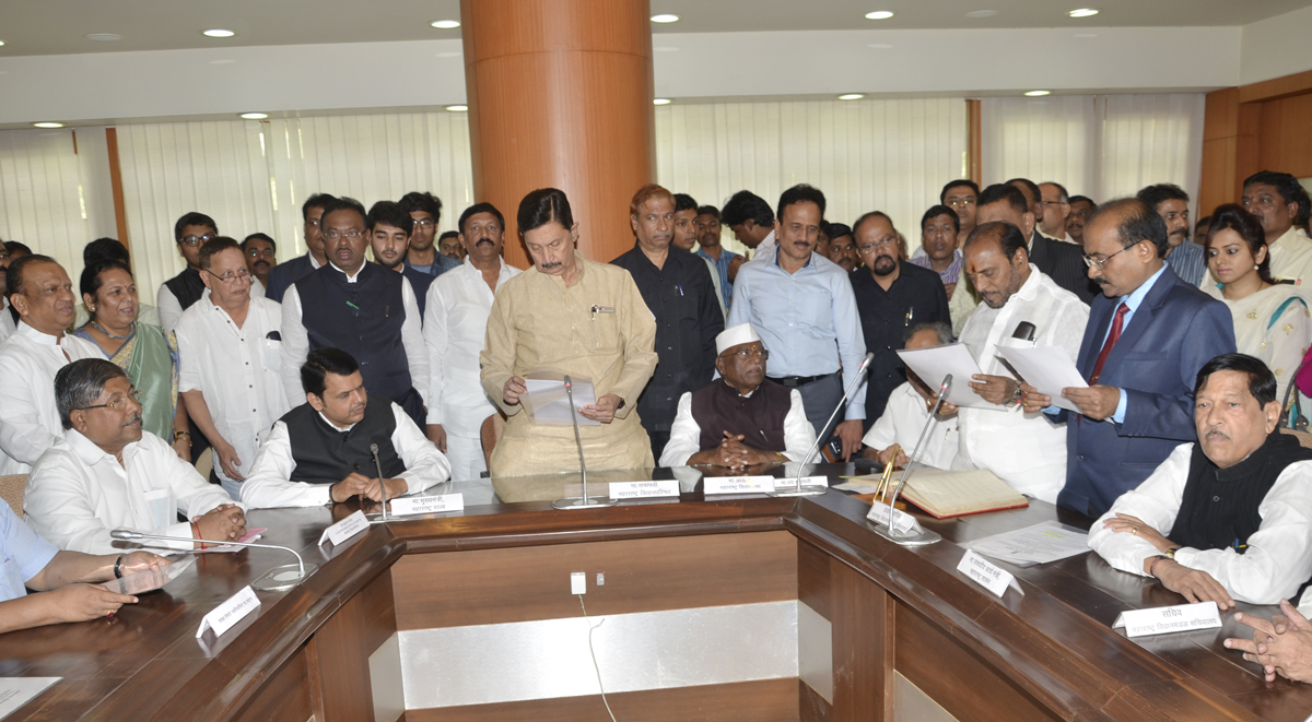 Newly Elected MLC's Oath Ceremony at Vidhan Bhavan in Chief Presence of Chief Minister Devendra Fadnavis,President Haribhau Bagde,Sabhapati Ramraje Nimbalkar.