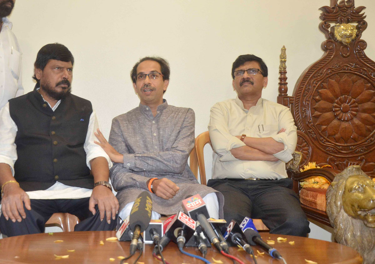 Social Justice & Empowerment MoS Ramdas Athawale Meets Shiv Sena Chief Uddhav Thackarey at Matoshri Bunglow at Kalanagar Bandra.