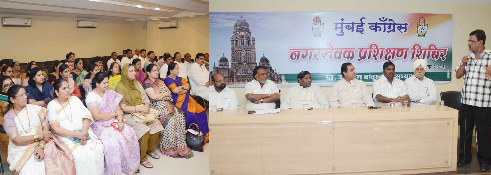 Mumbai Congress President Prof.Janardan Chandurkar during Mumbai Congress Muncipal Corporator's training camp at MRCC Rajiv Gandhi Bhavan CST.