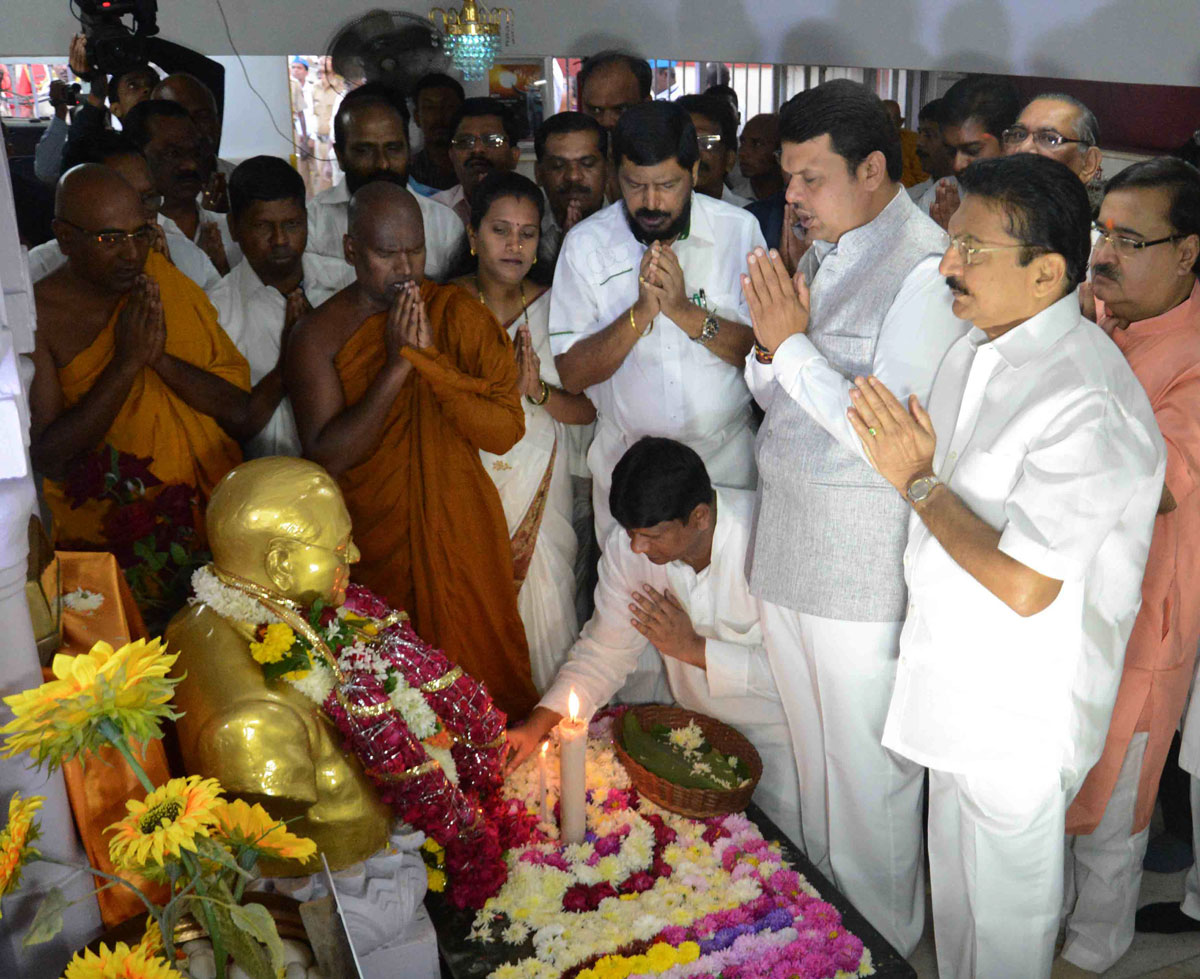 Tribute to Bharat Ratna Dr.Babasaheb Ambedkar on his Mahaparinirvan Din at Chaitya Bhoomi Dadar in Mumbai.