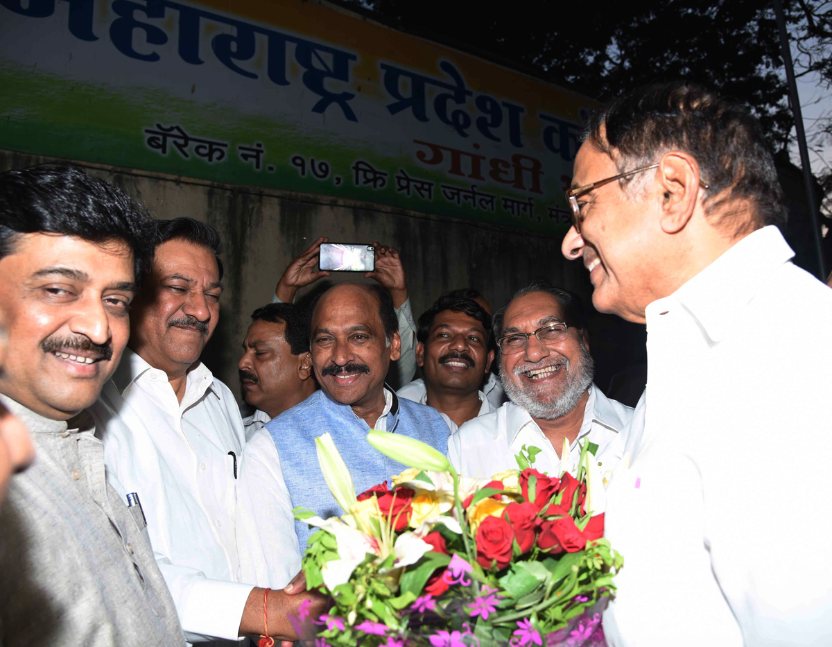 Congress Leader P.Chidambaram Candidate for Maharashtra Rajya Sabha (MP) Welcomed by Congress Leader's at Gandhi Bhavan in Mumbai.