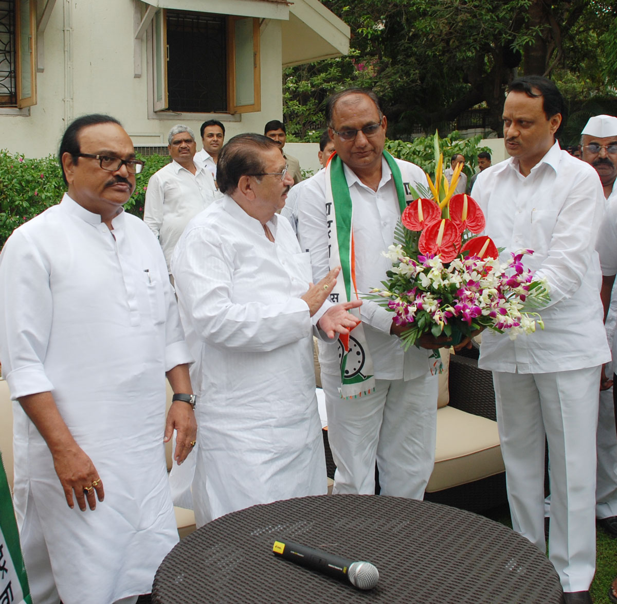 DY.CHIEF MINISTER AJIT  PAWAR, MIN.CHAGAN BHUJBAL & NCP PRADESH PRESIDENT MADHUKARRAO PICHAD AT DEVGIRI.