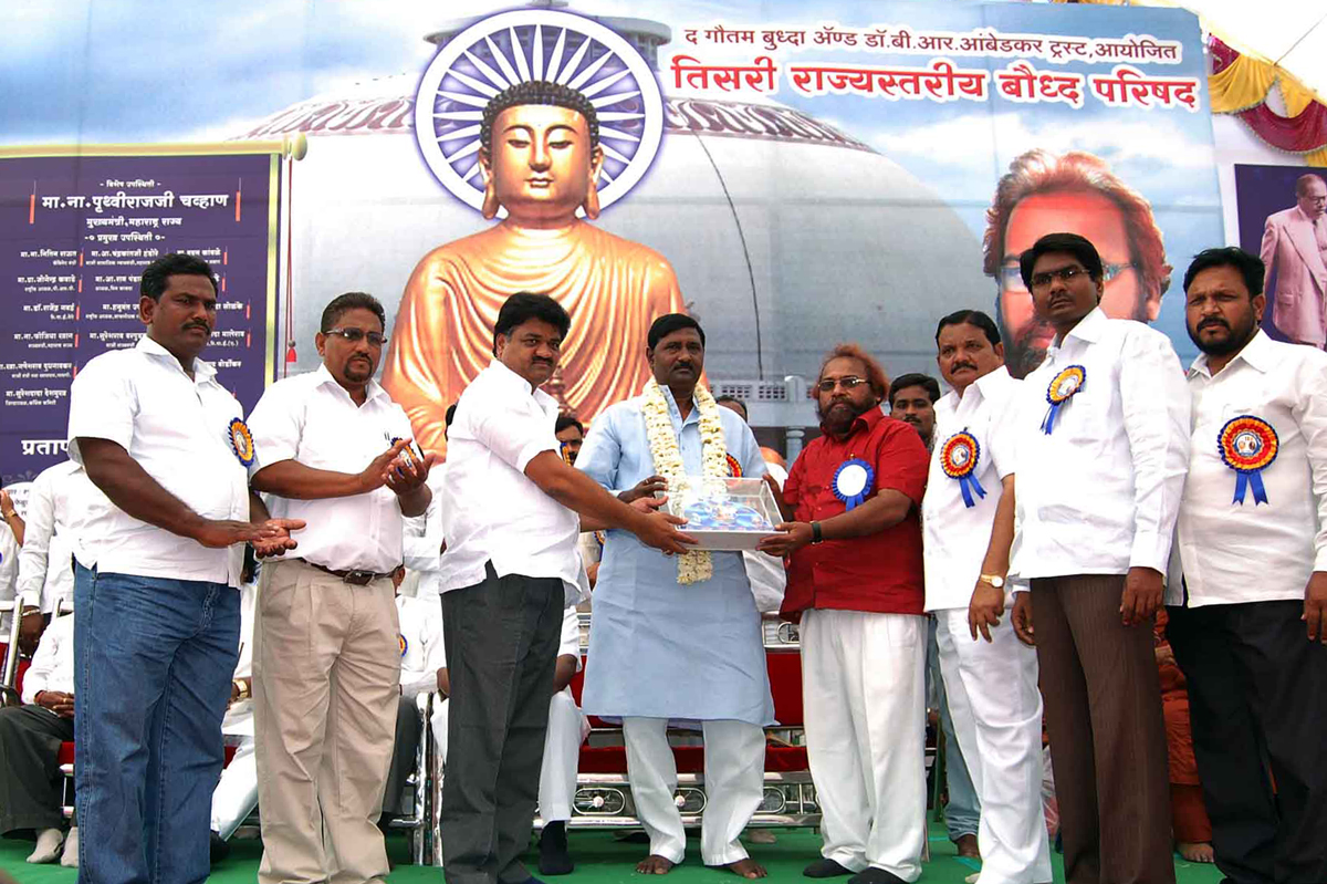 MLA & EX MINISTRE CHANDRKANT HANDORE IN 3rd STATE BUDDHA PARISHAD AT PARBHANI.