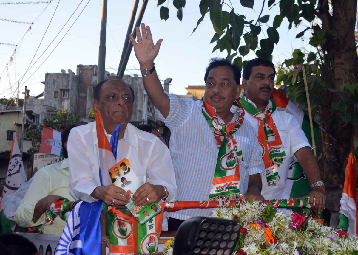 176-Bandra(E) Assembly Constituency Congress-NCP Candidate Narayanrao Rane Rally at Golibar Naka-Punjabi Chawl-Bhavani Bank Bandra.
